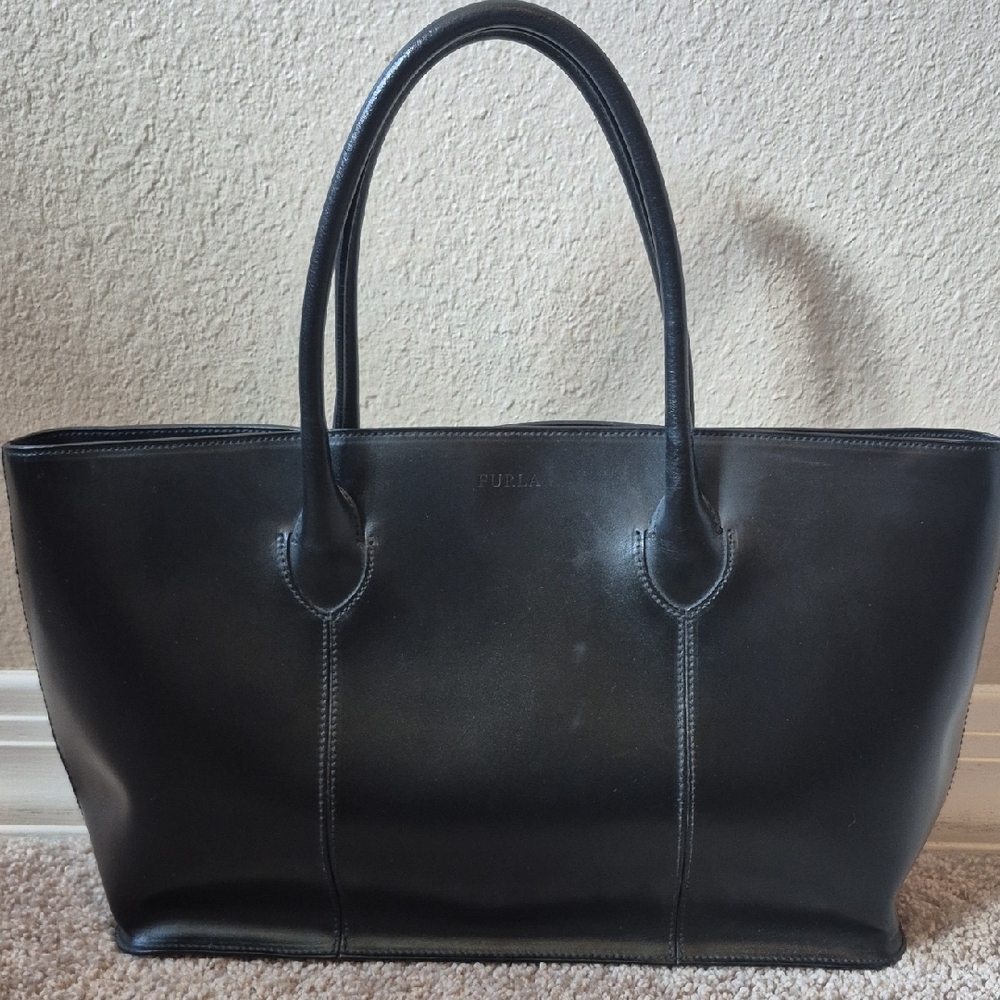Furla Black Leather Tote Bag